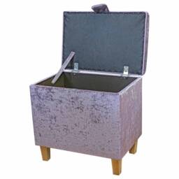 Handmade Purple Velvet Storage Ottoman British Custom Footstool - thumbnail 2