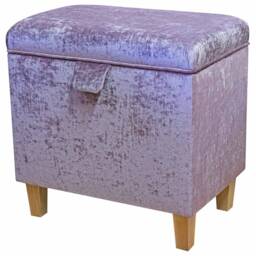Handmade Purple Velvet Storage Ottoman British Custom Footstool - thumbnail 1