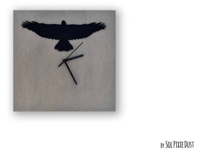 Concrete Square With Eagle Silhouette - Wall Clock Modern Home Deco Minimalist Art Housewarming Gift - image 1