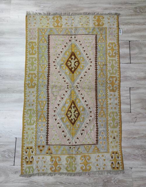 Handmade Turkish Kilim Rug Animal Design, Bohemian Flat Weave - 126x75 cm - image 1