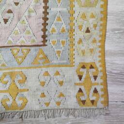 Handmade Turkish Kilim Rug Animal Design, Bohemian Flat Weave - 126x75 cm - thumbnail 2