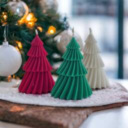 Christmas Tree Candles, Green, Red Decor, Winter Candle, Housewarming Gift, Christmas Gift For Her, Holiday Candles, Festive Candle - thumbnail 3