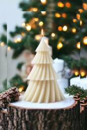 Christmas Tree Candles, Green, Red Decor, Winter Candle, Housewarming Gift, Christmas Gift For Her, Holiday Candles, Festive Candle - thumbnail 1