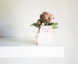Small Pink Flying Pig Planter. Little Piggy Ceramic Vase Perfect For Succulent. Happy Cactus Lovers Gift - thumbnail 1