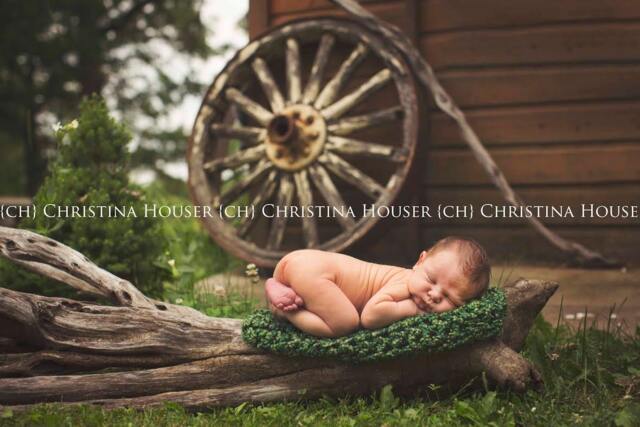 Forest Green Newborn Homespun Baby Blanket Photo Prop - image 1