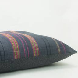 Vintage Hmong Pillow Cover 20x20, Handwoven Tribal Embroidered Cushion - thumbnail 4