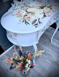 French Style Kidney Shaped Dressing Table - Compact Vanity - thumbnail 1