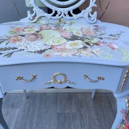 French Style Kidney Shaped Dressing Table - Compact Vanity - thumbnail 2