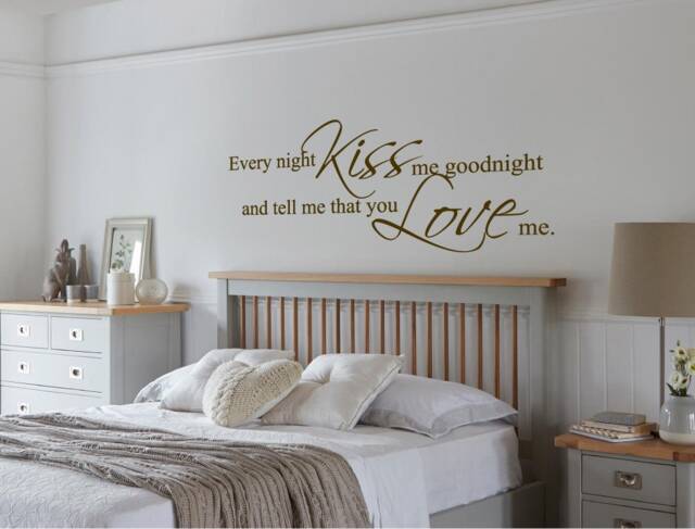 Every Night Kiss Me Goodnight Wall Sticker, Kiss Decal, Bedroom Quotes, Stickers - image 1