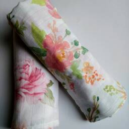 Cotton Muslin - Indy Style Muslin-Baby Muslin- Floral Swaddle -Muslin Swaddle- Muslin Wrap -Cocoon Swdaddle- Double Gauze-Baby Girl - thumbnail 2