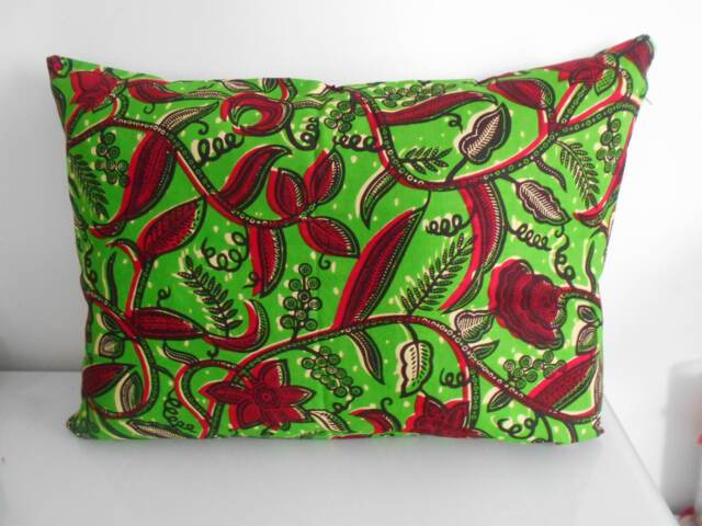 Cushion Cover 60 cm X 40 in Wax - Green & Red Mango Leaves