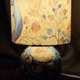 Peacock Table Lamp - Colorful Oriental Home Decor Decoupage Gift - thumbnail 4