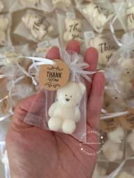 Mini Teddy Bear Candle Favor With Bag, Beary First Birthday Baby Shower Gifts in Bulk, Thank You Much Wedding Bridal Guest Party Decor - thumbnail 1