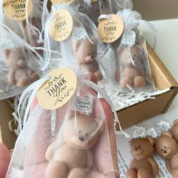 Mini Teddy Bear Candle Favor With Bag, Beary First Birthday Baby Shower Gifts in Bulk, Thank You Much Wedding Bridal Guest Party Decor - thumbnail 3