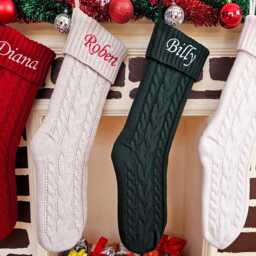 Embroidered Christmas Stockings, Monogram Family Stocking Gifts, 2025 Knitted Stockings, Xmas Holiday Gifts - thumbnail 3
