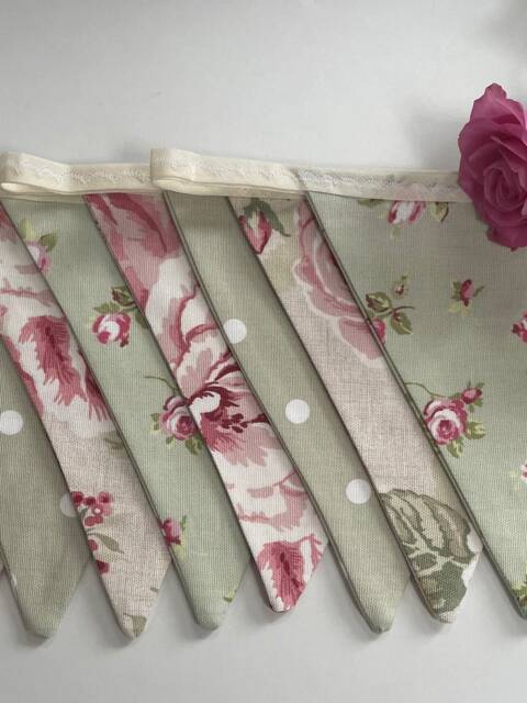 New...shabby Chic Green Bunting - image 1