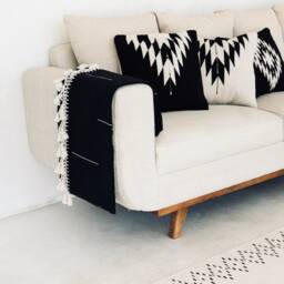 Rel??mpago Woven Wool Cushion, Decorative Throw Pillow, Mexican Textile Handwoven Pillow, Boho Throw Pillow - thumbnail 3