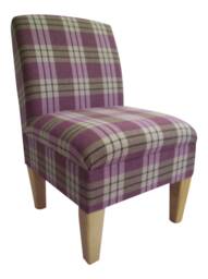 Bedroom Chair On Wooden Beech Coloured Legs - Kintyre Heather Tartan Fabric