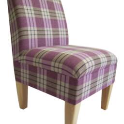 Bedroom Chair On Wooden Beech Coloured Legs - Kintyre Heather Tartan Fabric - thumbnail 2