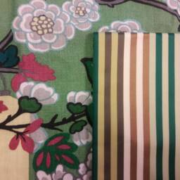 Schumacher Jazzed Absinthe Olive Green Yellow Brown Striped Satin Pillow Cover - thumbnail 2