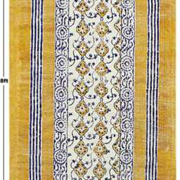 Handmade Cotton Runner Rug - 2x10 Feet Mustard Yellow & Purple, Bohemian Style Kilim Dhurrie - thumbnail 3