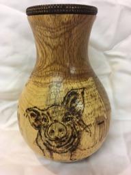 Hand-Turned Oak Bowl - Pig Bowl