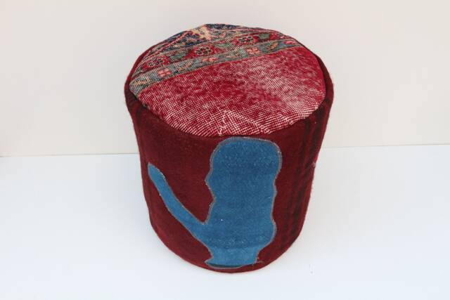 Handmade Kilim Pouf, Wool & Cotton, Rustic Ottoman Footstool - image 1