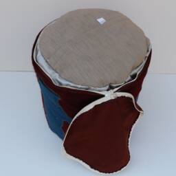 Handmade Kilim Pouf, Wool & Cotton, Rustic Ottoman Footstool - thumbnail 4