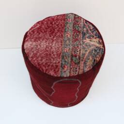 Handmade Kilim Pouf, Wool & Cotton, Rustic Ottoman Footstool - thumbnail 2