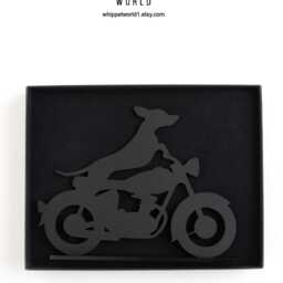 Dachshund Motorbike Ornament Matte Black Acrylic Sausage Dog Gift - thumbnail 3