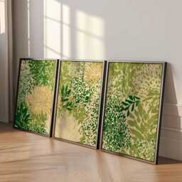 Green Botanical Wall Art Prints Set Of 3, Abstract Leaf & Floral Posters, Modern Nature For Living Room Or Bedroom Decor - thumbnail 2