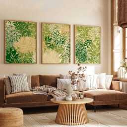 Green Botanical Wall Art Prints Set Of 3, Abstract Leaf & Floral Posters, Modern Nature For Living Room Or Bedroom Decor - thumbnail 3