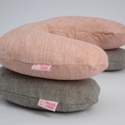 Small Neck Pillow, Buckwheat Neck Support Pillow, Travel Gray Striped Linen&cotton Pillow Covers, Zippered Cover - thumbnail 3