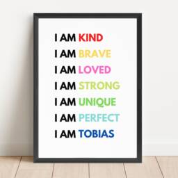 Personalised Kids Affirmation Print Custom Name Nursery Wall Art Positive Quotes Rainbow Decor - thumbnail 3