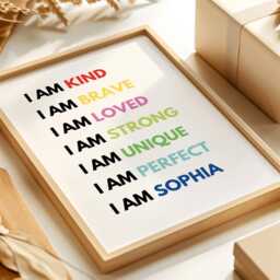 Personalised Kids Affirmation Print Custom Name Nursery Wall Art Positive Quotes Rainbow Decor - thumbnail 2