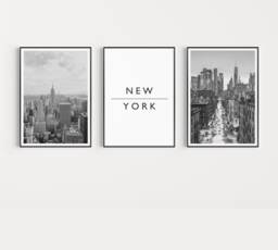 New York City Print Set Black & White Travel Photography, Set Of 3 - thumbnail 1