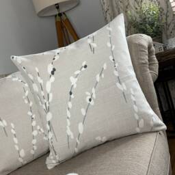 Willow Cushion Cover - Romo Mikardo Silver Birch Fabric, Double-Sided Scatter Pillow, English Country Home Decor - thumbnail 2