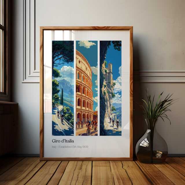 Giro D'italia Cycling Poster Grand Tour Triptych Art Print - image 1