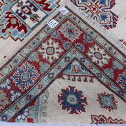 4'4x6'4 Ft Afghan New Luxury Rug, Kazak Hand Knotted Area Rug, Medallion Geometric Home Decorative, Livingroom Carpet - thumbnail 4