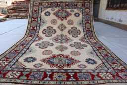 4'4x6'4 Ft Afghan New Luxury Rug, Kazak Hand Knotted Area Rug, Medallion Geometric Home Decorative, Livingroom Carpet