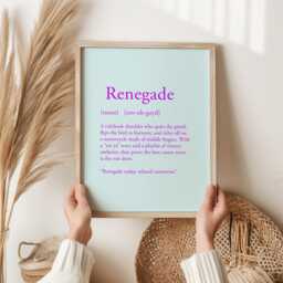 Renegade Definition Print - Funny Job Wall Art Quitting Gift Career Change Poster Red Typography Decor UK Printed Stressful - thumbnail 2