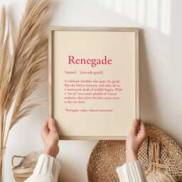Renegade Definition Print - Funny Job Wall Art Quitting Gift Career Change Poster Red Typography Decor UK Printed Stressful - thumbnail 1