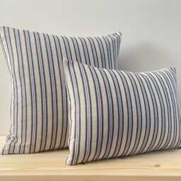 Evelynn - Blue Stripe Linen Modern Farmhouse Cushion Covers - thumbnail 2
