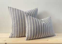 Evelynn - Blue - Blue Stripe Linen Modern Farmhouse Cushion Covers
