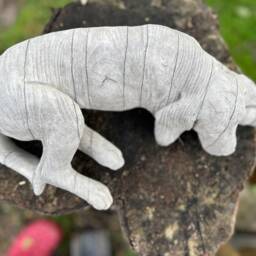 stone/Concrete Wood Effect Sleeping Hound Dog Garden Ornament - thumbnail 3
