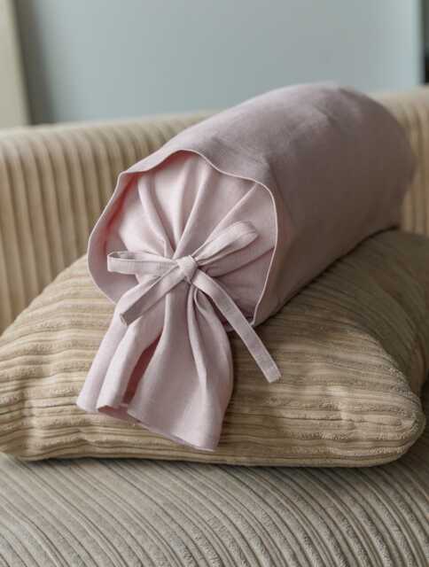 Natural Linen Bolster Cover/Linen Candy Pillow Case Round Cushion - image 1