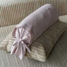 Natural Linen Bolster Cover/Linen Candy Pillow Case Round Cushion - thumbnail 3