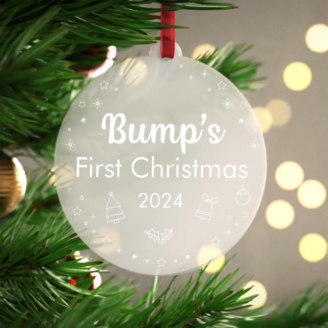 Bumps First Christmas Ornament - 1st Decoration Pregnancy Gift Mummy To Be Baby Shower With Red Bag - image 1