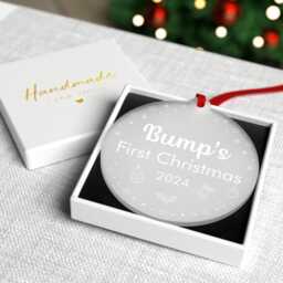 Bumps First Christmas Ornament - 1st Decoration Pregnancy Gift Mummy To Be Baby Shower With Red Bag - thumbnail 2