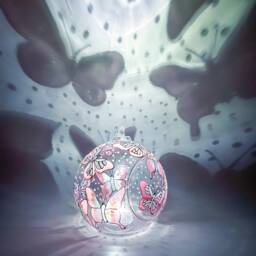 Hand Painted Blush Pink Butterfly Glass Candle Holder With Metal Stand - thumbnail 4